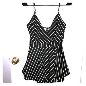 Black & White Striped Romper